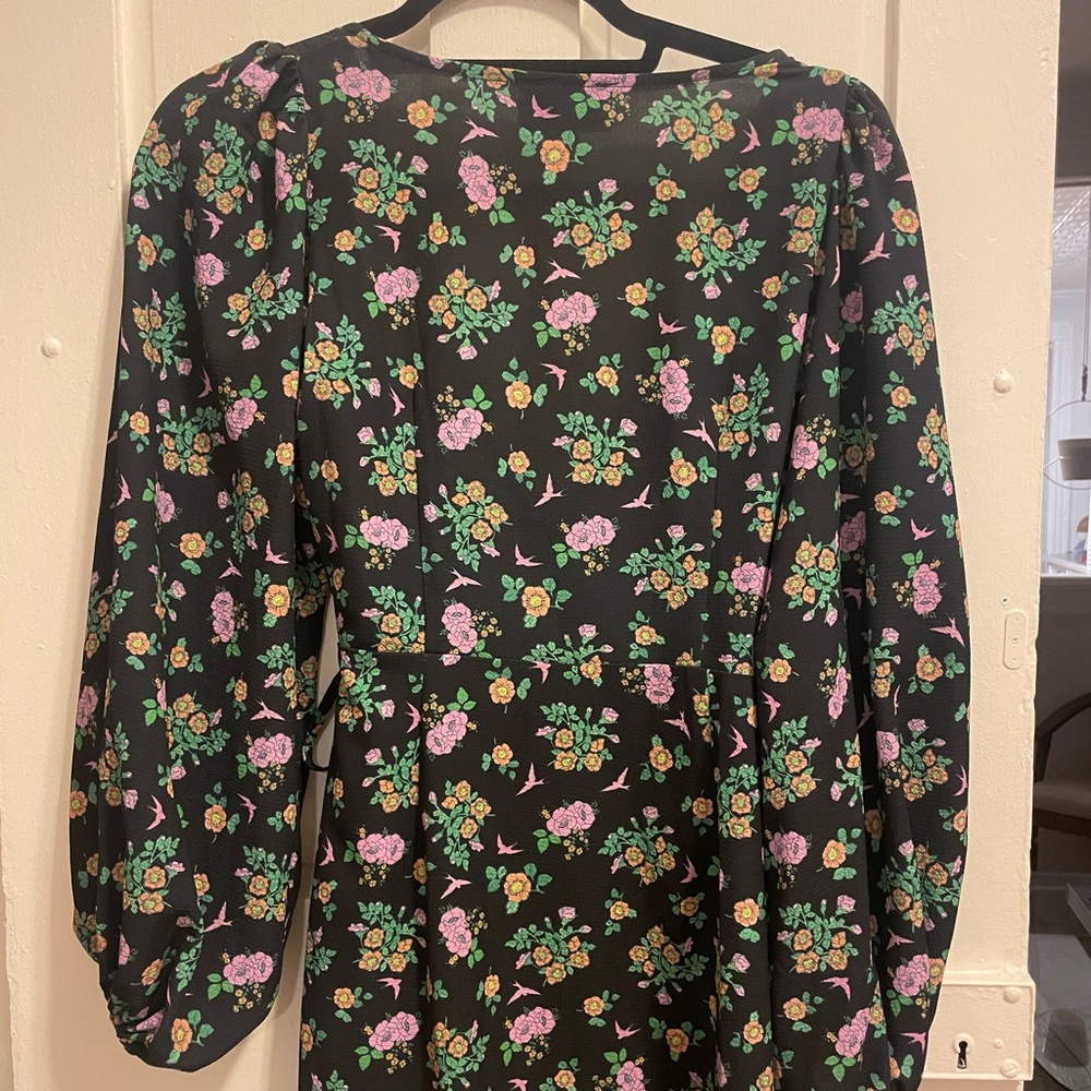 NWOT black floral mini dress - Picture 7 of 9